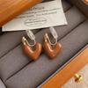 Amber Coffee French Retro Luxury Earrings - Women's Elegant Studs with Niche Design