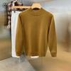 Spring Autumn Men's Half High Collar Solid Color Pullover Splice Casual Fashion Elegant Commuter Long Sleeve Sweater