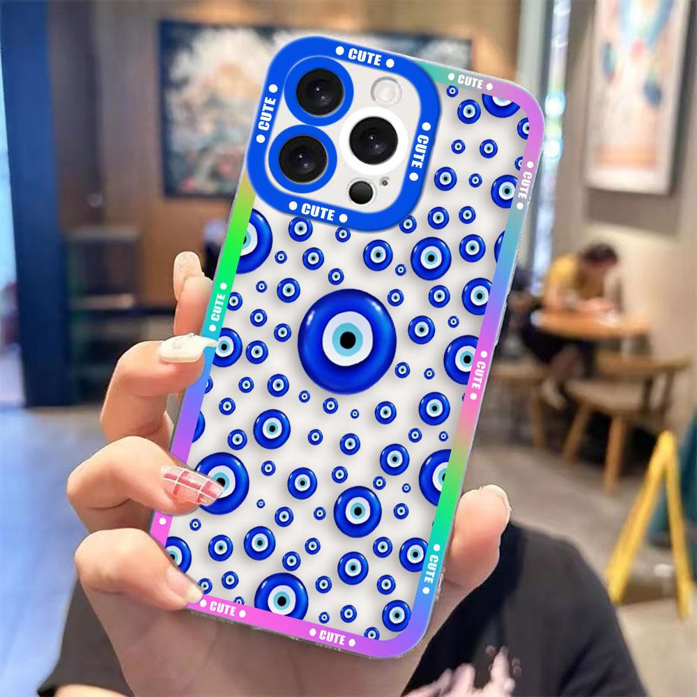 Funny Lucky Blue Evil Eye Cover Clear Phone Case For OPPO RENO 15 15F 14 14F 13 13F 12 12F 11 11F 10 8 8Z 8T 7 7Z 6Z 5 Case Capa OPPORENO8PRO5G