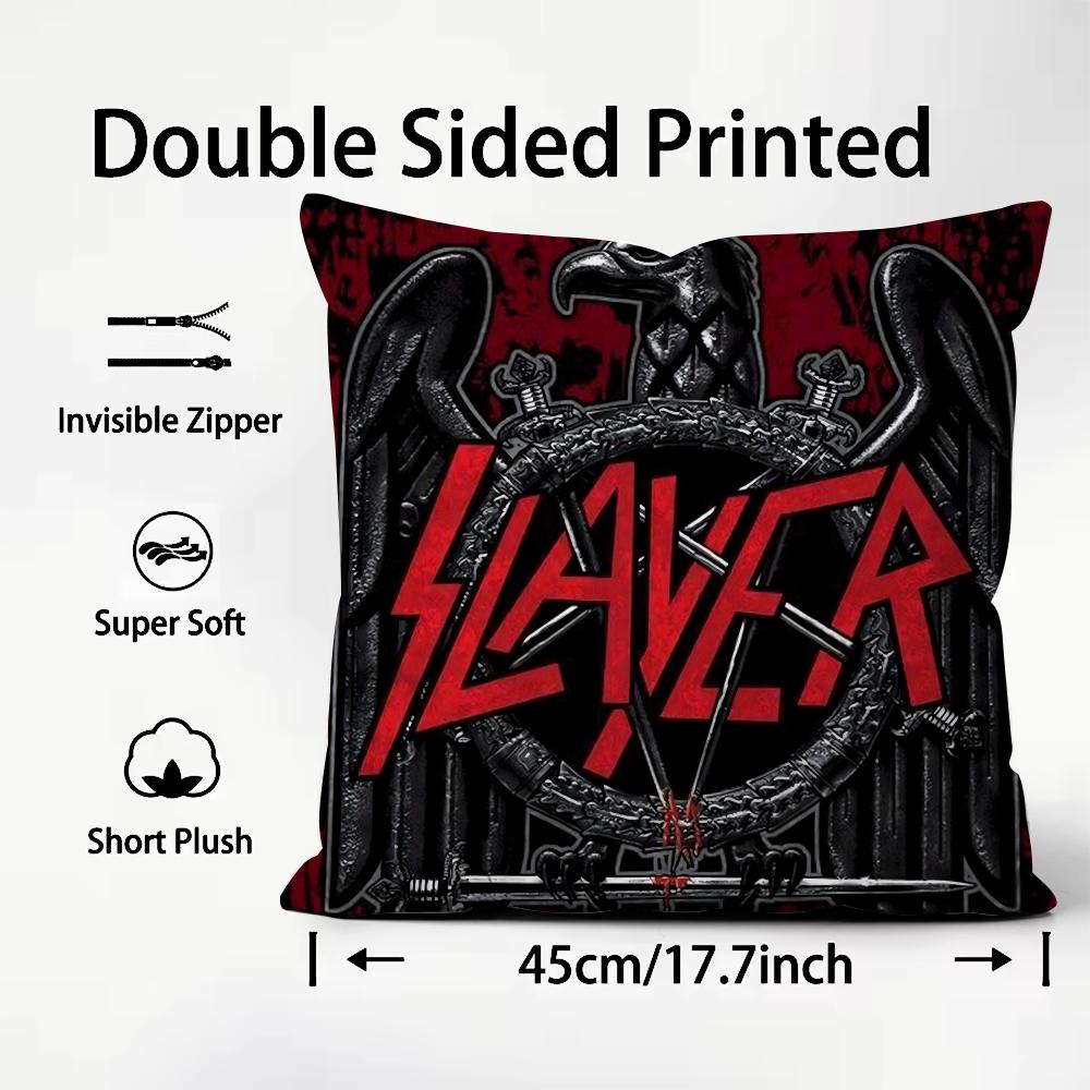 Heavy Metal Band S-Slayer Cushion Cover Premium Comfort Reversible Pillow Cove -Two in One Design for Any Room & Car Interior