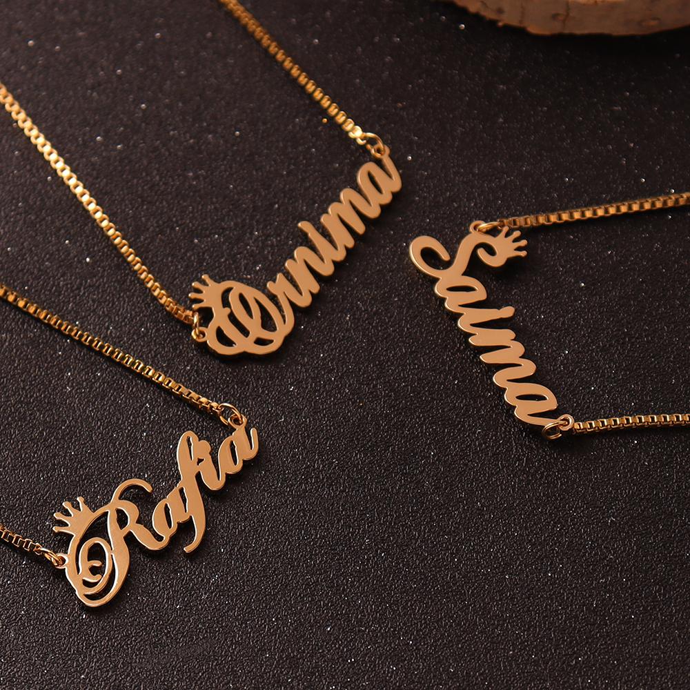 Personalised Gold Necklace with Box Chain Custom Necklace Handmade Jewelry Personalised Birthday Gift for Her Mom