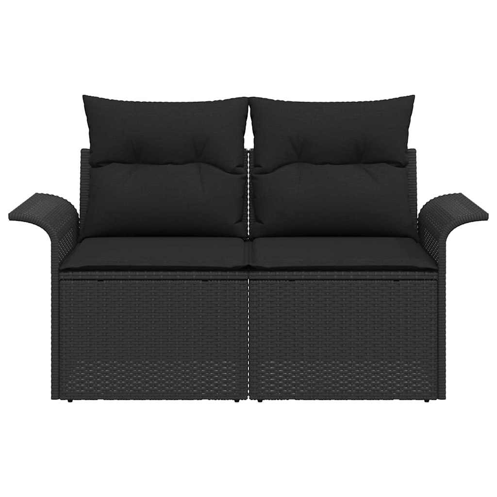 Garden Sofa with Cushions Black 141 x 62 x 69 cm Poly Rattan