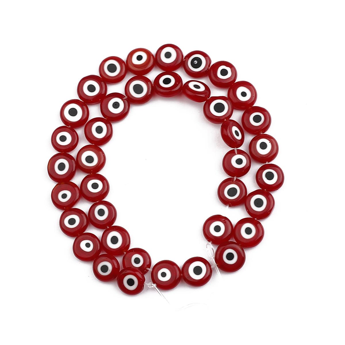 

6/8/10 мм модные красочные сплющенные бусины от сглаза свободные лэмпворк глазурованные стеклянные бусины для браслета и ожерелья DIY изготовление ювелирных изделий 6mm 60pcs красный