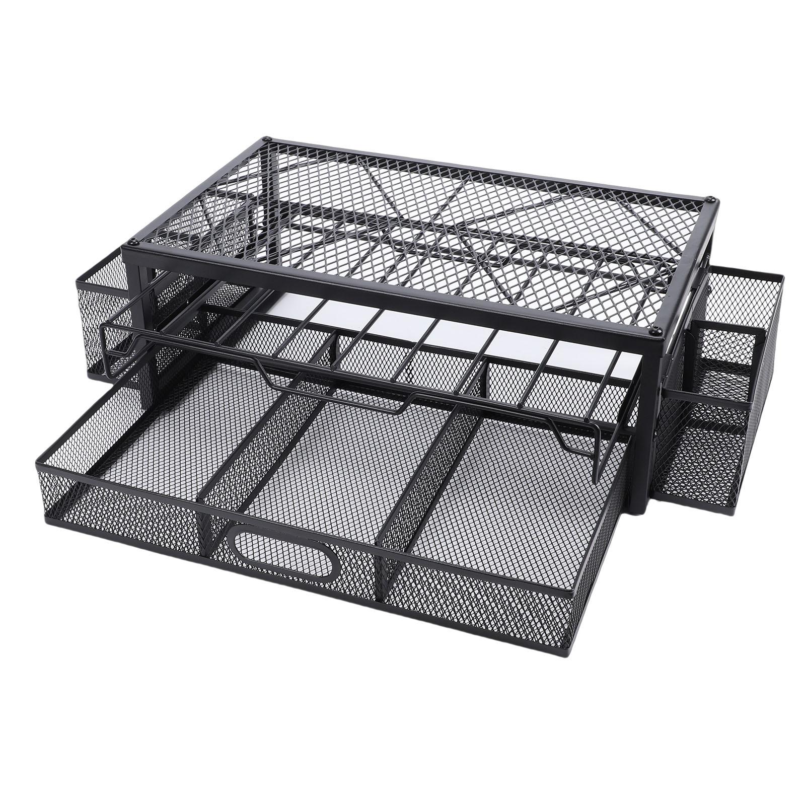 

2 Tier Coffee Pod Holder Coffee Capsule Pull Out Drawers for Kitchen Countertop Coffee Station Black