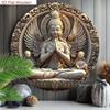 Buddha Metal Wall Art Hand Carved 2D Flat Sign Home Office Decor