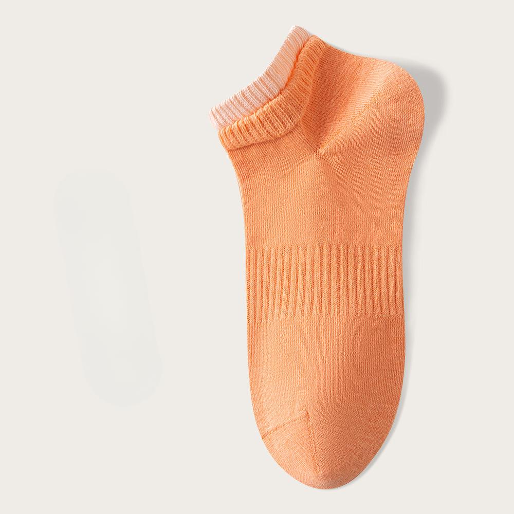 Ladies Spring and Summer Thin Simple Pure Cotton Matching Color Boneless Shallow Mouth Invisible Socks