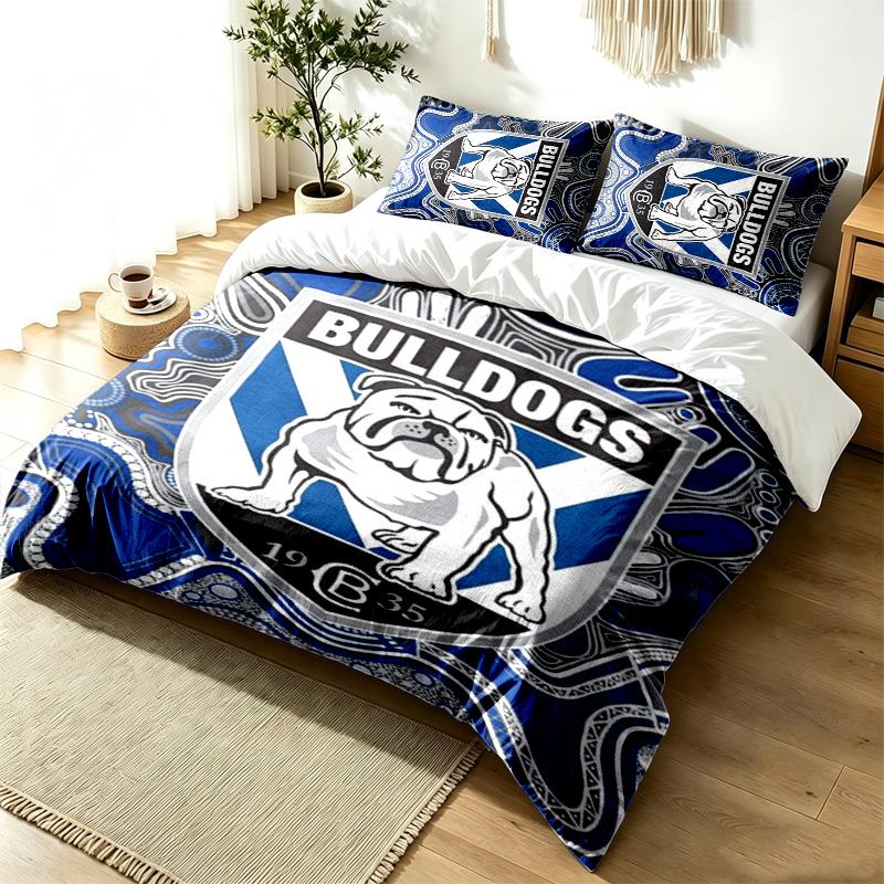 Canterbury Bulldogs 3pc Duvet Cover Set Simple Modern Bedding Set Wrinkle Resistant Soft Fabric All Season Use a Perfect Gift