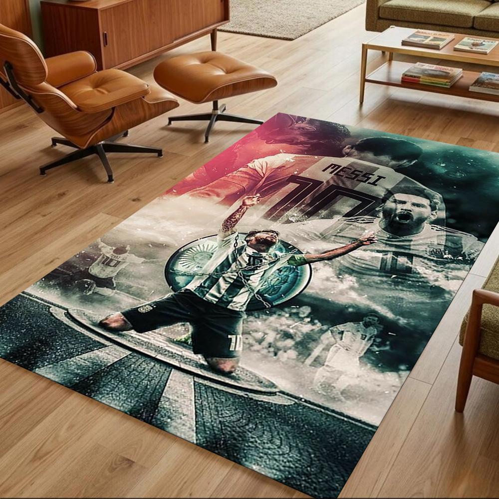Football Messi Floor Mat Suitable for Kitchen Entryway Hallway Dormitory Anti-slip Rug Decorate Offices Luxury Gift for Birthday, Christmas, Wedding