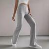 2025 Spring and Autumn New Flared Pants Women's Solid Color Casual Pants Ribbed Knit Fashion Versatile Slim Pants