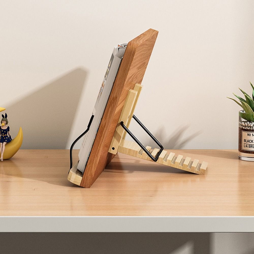 Multi-Position Support Wooden Reading Stand Foldable Cookbook Bracket Book Holder Tray  Note-taking