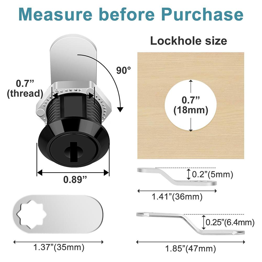 5/8 Inch Drawer Cabinet Lock File Cabinet Cam Locks Black Mailbox Cupboard Door Lock With Keys  Tongue Lock Furniture Hardware