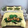 Lucky Clover Glitter Design Bedding Duvet Cover Set Duvet Cover Pillowcases (1 * Duvet Cover 2 * Pillowcases, Without Duvet Insert)