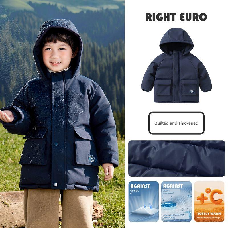 Boys  Padded Thick Cotton Jacket Winter Clothing Autumn and Winter Children s Baby Clothing Thick Cotton Coat Trendy Clothes Navy blue 130