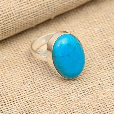 Anello in argento sterling 925 fatto a mano con pietra preziosa turchese tibetana per il Ringraziamento