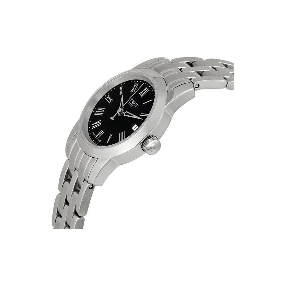 Tissot Quartz Movement 50 Meter Water Resistance Women's Watch 28mm Black Dial Stainless Steel Case T129.210.11.053.00