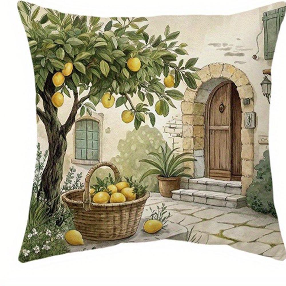 

Refreshing Lemon - themed Pillow CoversLiving room sofa cushion cover, soft and comfortable, bedroom room decoration 16x16Inch