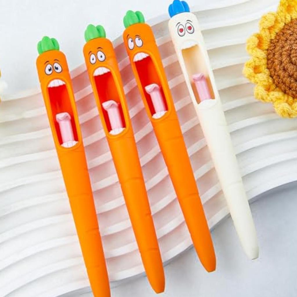 4 Funny Carrot Pens, Interesting Ballpoint Pens ,Funny Ballpoint Pen  Theme Ballpoint Pen 4 Pens Funny Pen 5ml