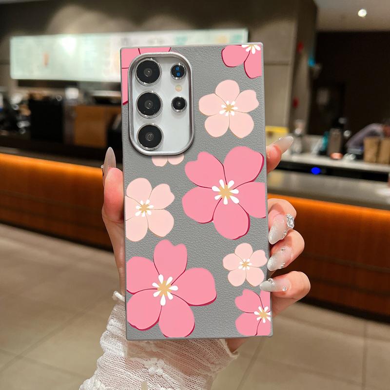 Fresh Style Cherry Blossom Pattern Case For Samsung Galaxy S26 Ultra S25 Edge S24 Plus S23 S22 S21 FE A54 A15 A35 A55 A16 A26 A36 A56 A17 A37 A57 5G