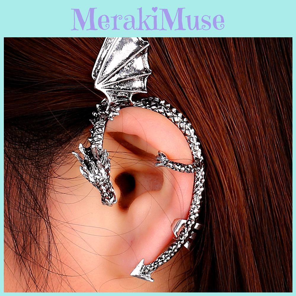 Dragon Punk Ear Cuffs With Alloy Electroplated Finish For Unisex Gothic Style
