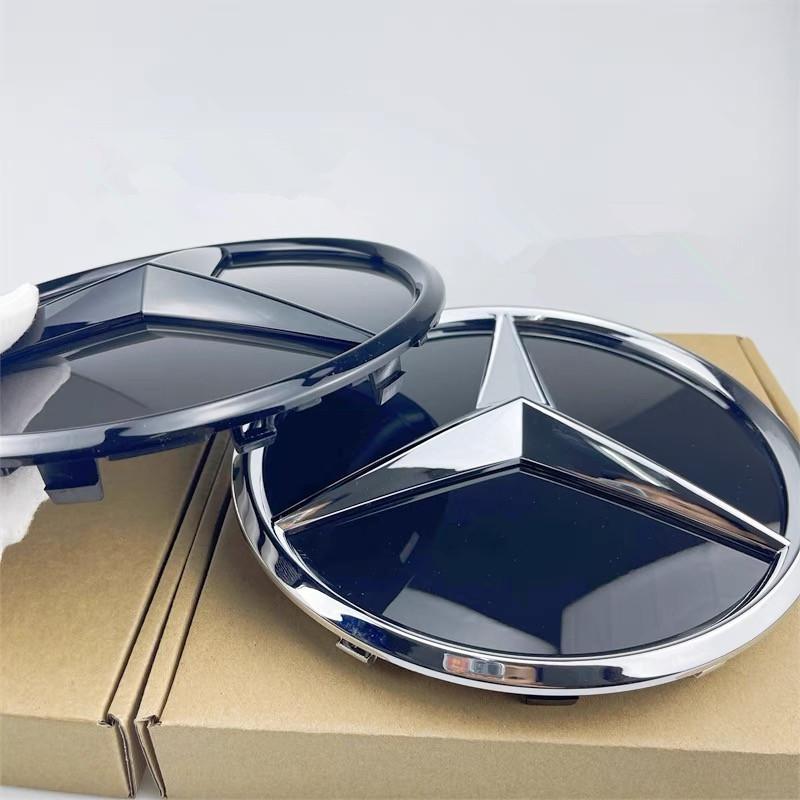 HUBJK1 Front Grille Star Logo Badge Emblems Silver 3D Mirror Emblem For Mercedes Benz A B C E S R SL ML GL GLA GLK