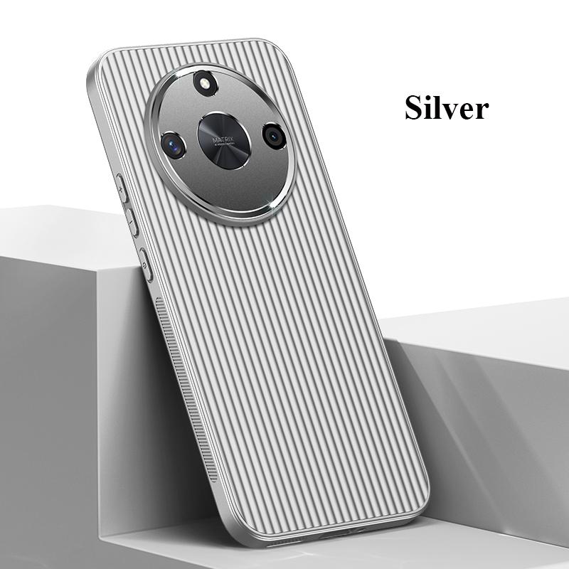 

For Honor X60i X50 Metal Lens All inclusive Protector Straight Edge Corrugation Non-slip Shockproof PC Case Back Cover Shell X60i срібний