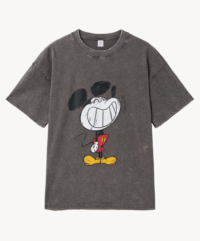 VTWO Vintage Washed Smile _Mickey_ T-Shirt (Gray)