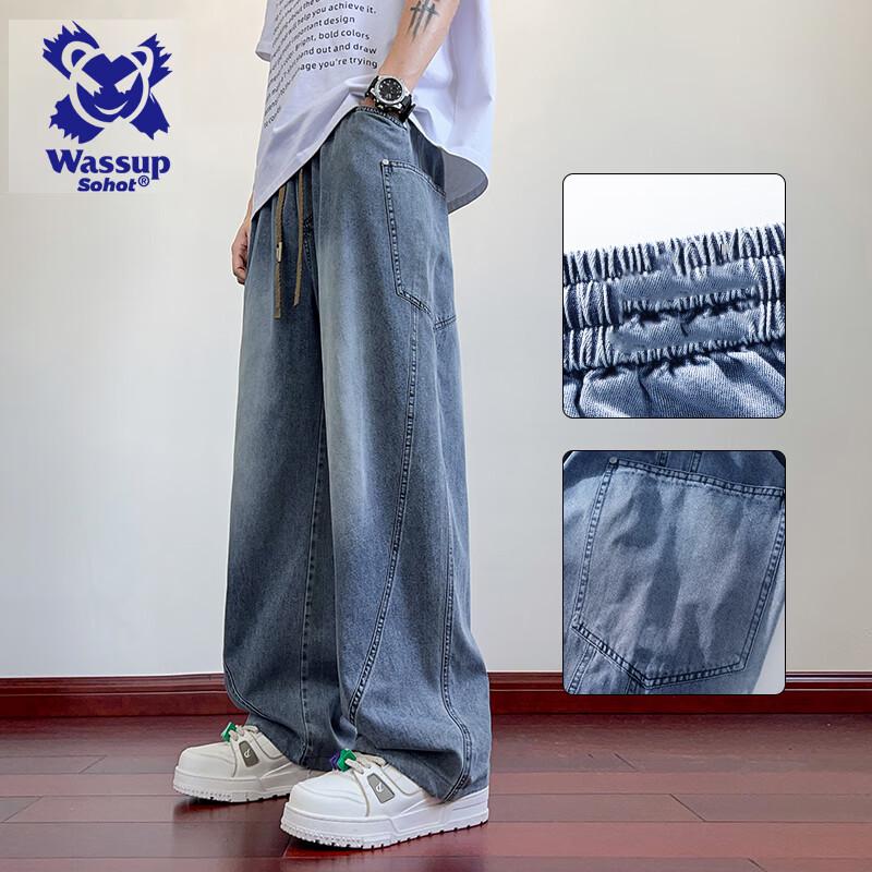 

Wassup Sohot Мужские джинсы свободного кроя с прямыми штанинами L