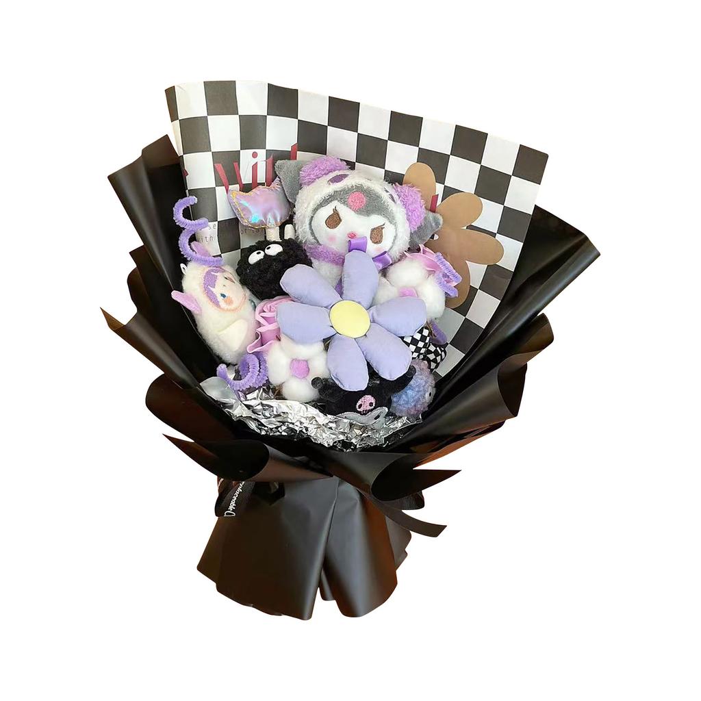 Plush Bouquet Doll, Hand-made Cartoon Plush Bouquet, Artificial Flowers & Plush Toys Birthday Wedding Graduation Valentine's Day Christmas Bouquet