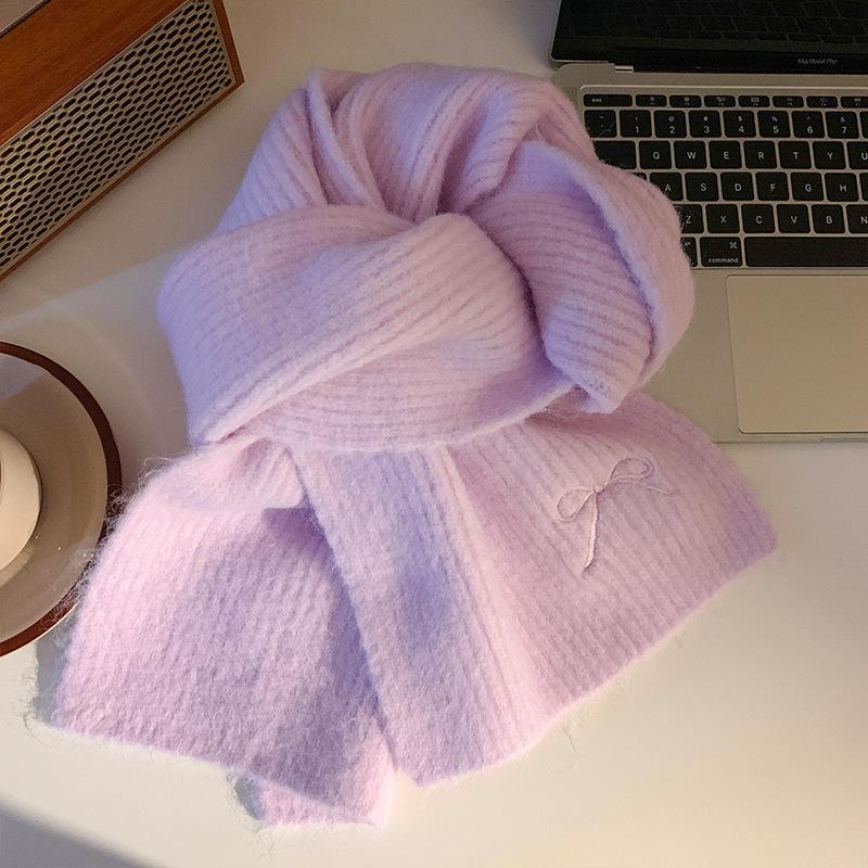 Blue Woolen Knitted Scarf for Women Autumn and Winter Atmosphere Thickened Warm and Cold Proof Woolen Scarf