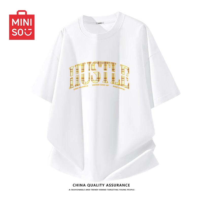MINISO Men s American Trendy Pure Cotton Short-Sleeve T-Shirt 4XL