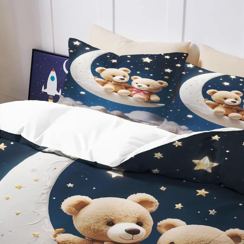 Cute Teddy Bear Children's Adult Down Duvet Cover Cartoon Animal Bedding, Colorful Comfortable Full Size Down Duvet Cover De