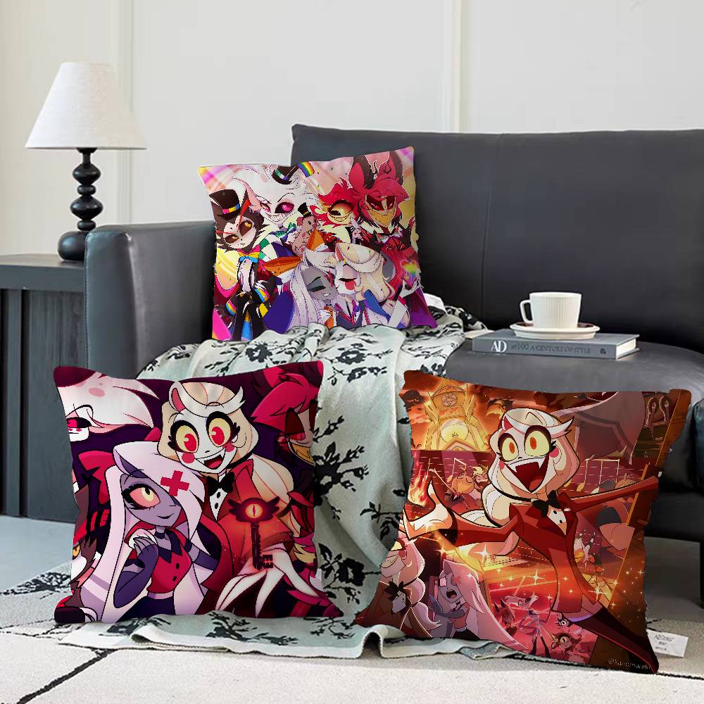 Almohada Anime H-Hazbin H-Hotel Almohada Anime Sofá Cama Almohada para la Cabeza Funda de Cojín 45x45 Cm Moda