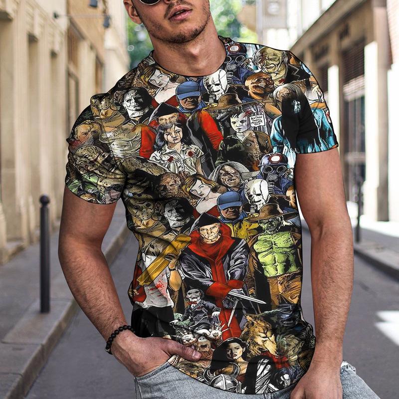 

Футболки с рисунком из мультфильмов 1960-х годов, мужские летние футболки в стиле ретро, мужская уличная одежда, футболка с 3D-принтом, модные топы с коротким рукавом и круглым вырезом S