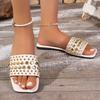 New Flat Slippers with Metal Nails for Everyday Wear Square Toe Women's Shoes
