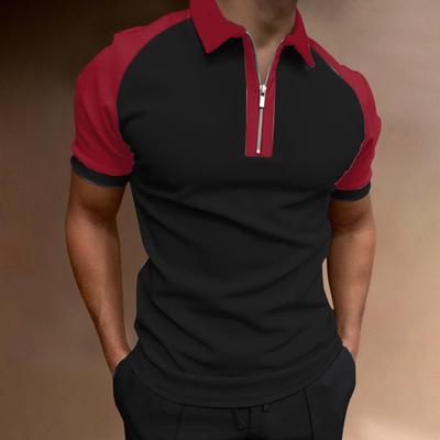 Color Matching Polo Shirt Zipper Men'S Short-Sleeved T-Shirt Top