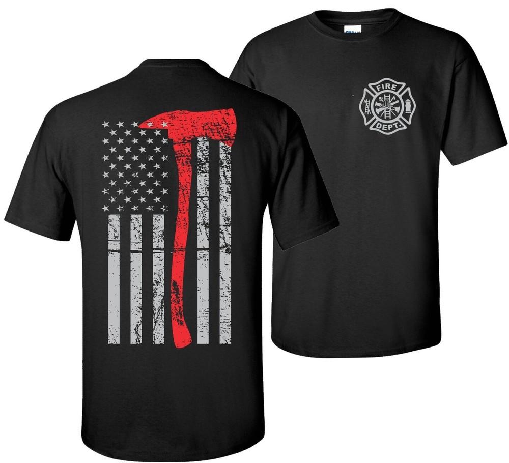 Thin Red Line Brotherhood Firefighter Pride Axe Design T-Shirt Tee Tshirt