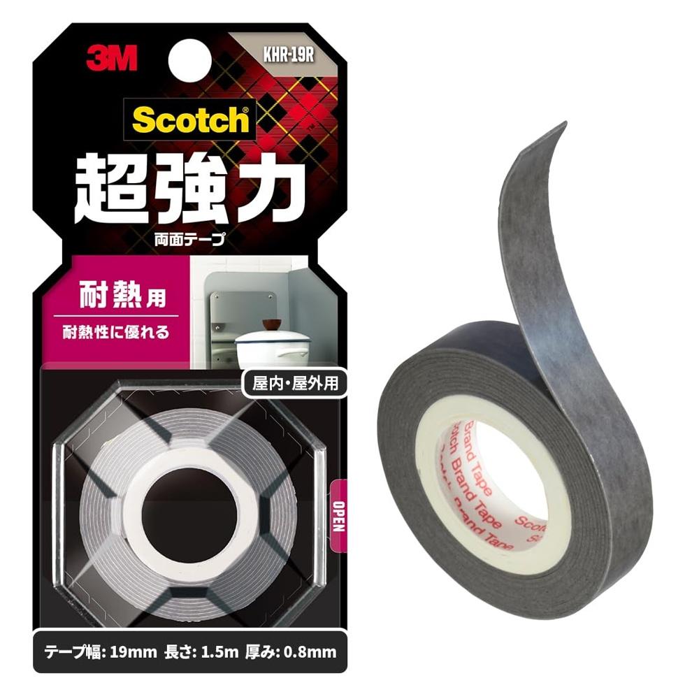 3M Scotch Super Strong Double-Sided Tape, Heat Resistant, Width 19mm Length 1.5m KHR-19R