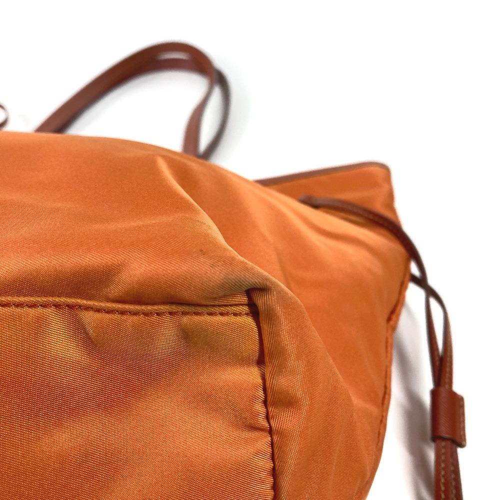 PRADA BR4001 triangle logo plate Tote Bag Shoulder Bag Leather / Nylon Orange