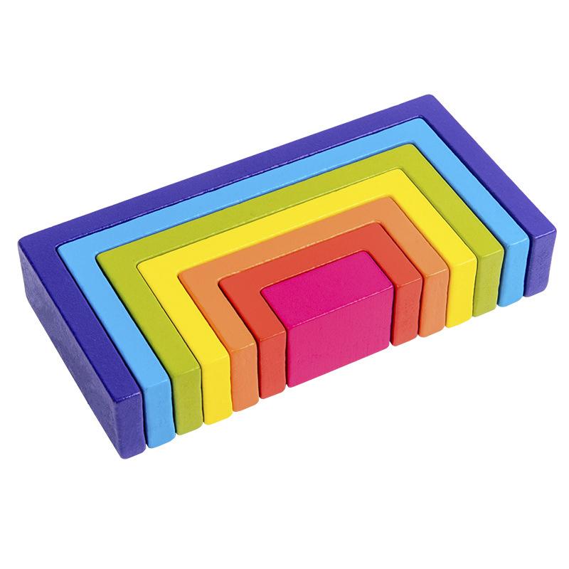 

Деревянные игрушки DIY Собранный дом Радуга Строительные блоки Набор для детей Монтессори Раннее обучение Сложенный баланс Развивающие игрушки