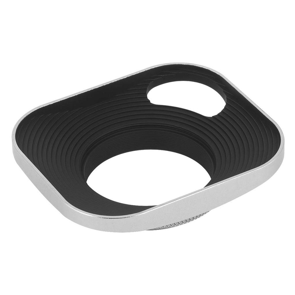 Haoge 39mm Square Metal Lens Hood with Shade and Cap for Leica Rangefinder Cameras with 39mm E39 Filter Thread Silver LH-W39P Screw-in Hollow-Out