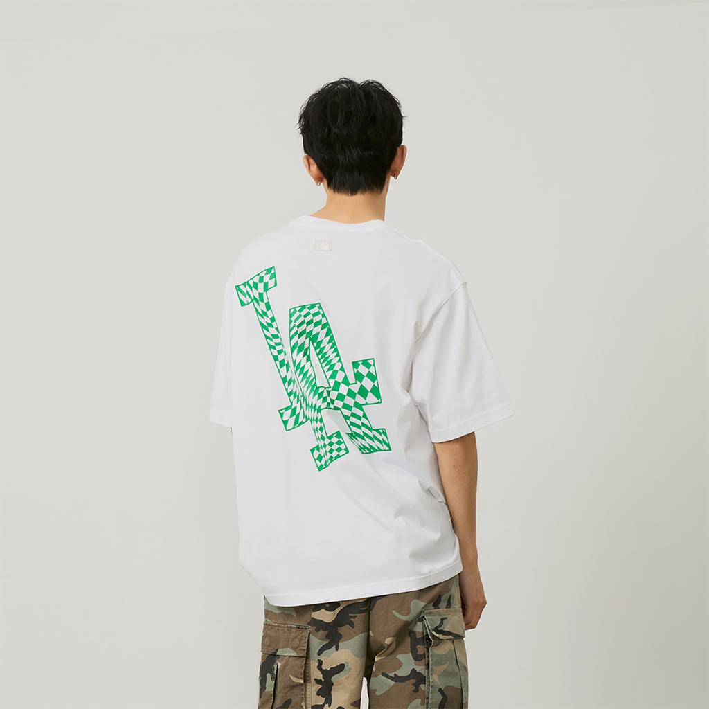 MLB Checkerboard T Shirts Unisex Ecru Crew Neck Moderate Straight Fit 3ATSO0243-07WHS