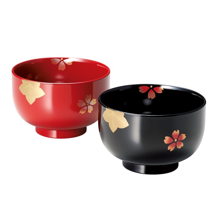

Masano Spring and Autumn Couple Soup Red and Dark Red Microwave-safe Bowls,