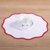 Scalloped Round Placemat Linen Machine Washable Placemat Heat Insulation Table Mat for Dining Table Protection Decoration