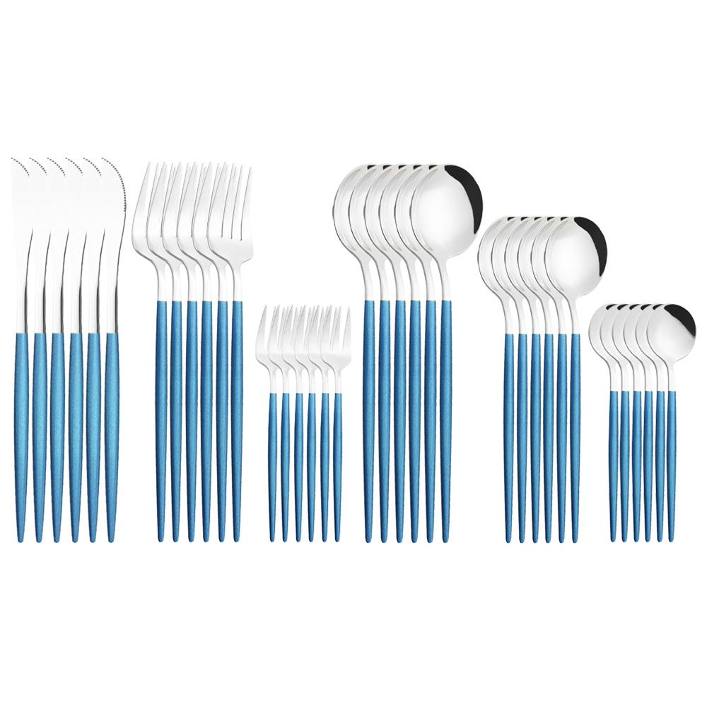 New 36Pcs Mint Gold Cutlery Set Western Silverware Stainless Steel Dinnerware Knife Fork Spoon Tableware Flatware Kitchen Wedding Accessories