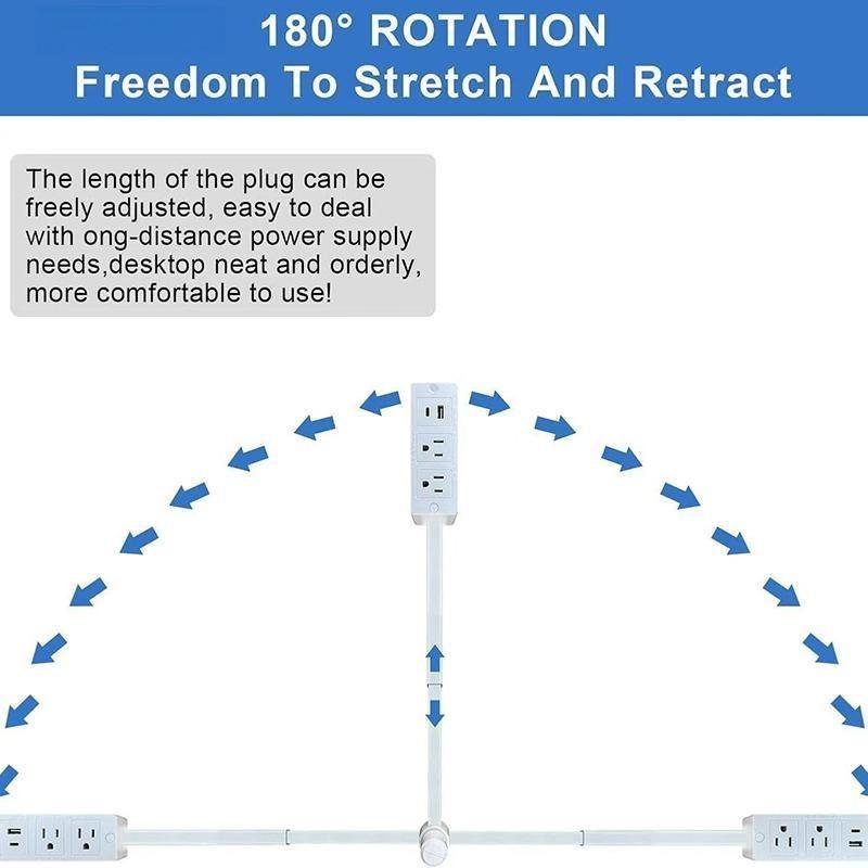 Home Office Elektrischer Wandstecker Drehbar Steckdosen-Verlängerung Verstellbare Länge Steckdosen-Verlängerung Steckdose