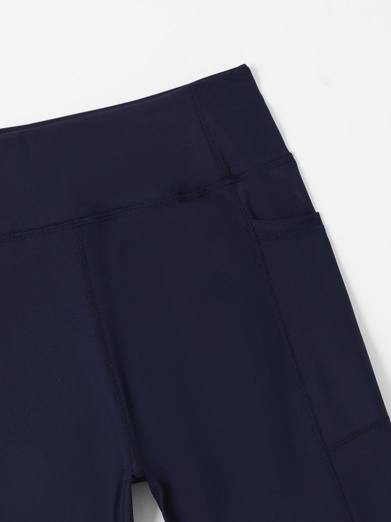 Women's High-Waisted Swim Shorts with Pockets - Flat-Leg, Five-Point Trunks