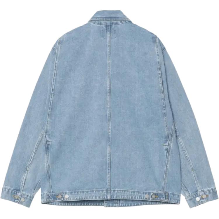Carhartt WIP Logo Single-Breasted Long Sleeve Denim Jacket Men jackets Light-Blue I0348660112