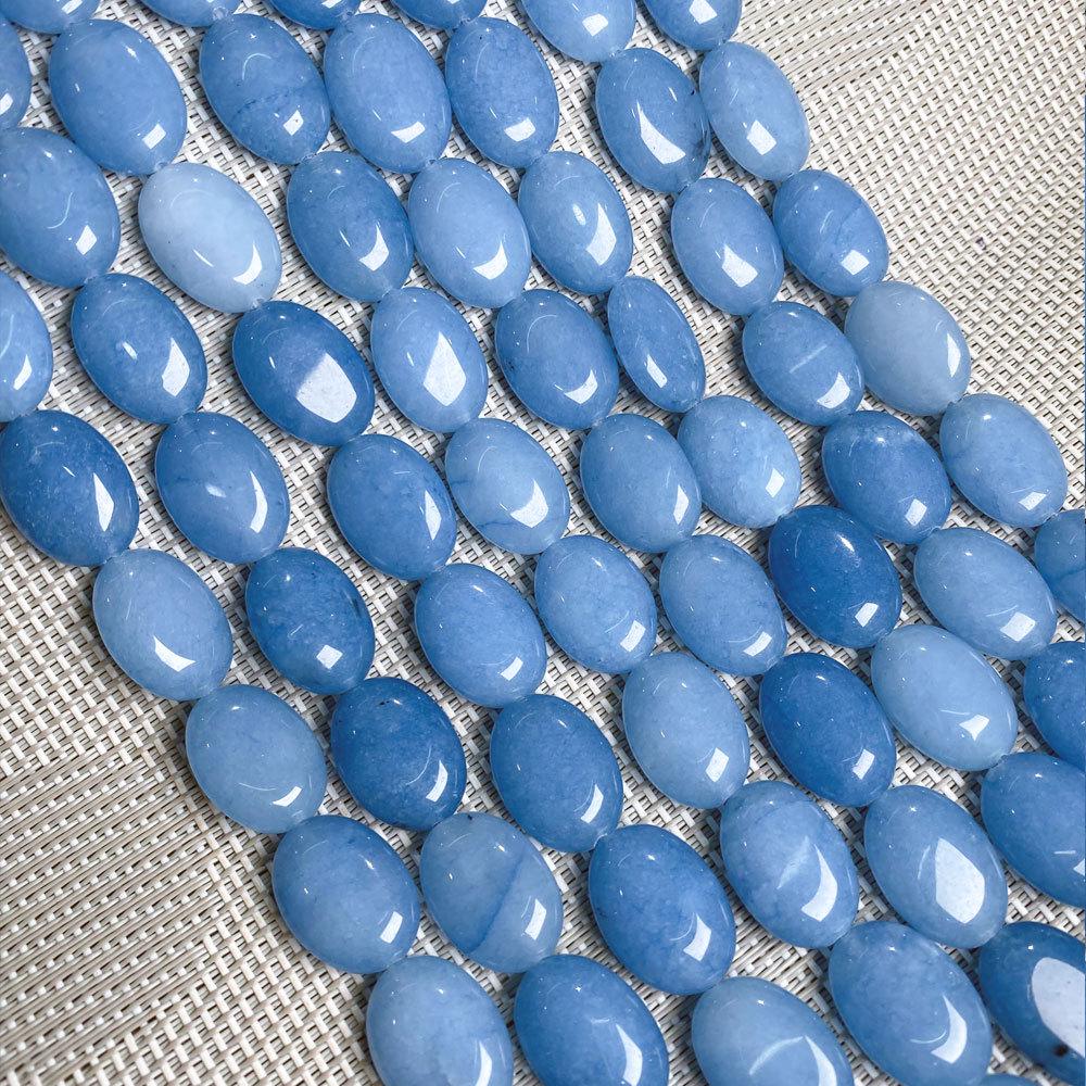 Hand-Painted Natural Gemstone Oval Beads for DIY Jewelry Necklaces & Bracelets