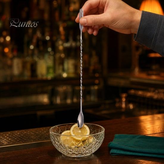 Milk Froth Mixer Spoon Dual Head Bar Spoon, Cocktail Mixing Stirrers with Long Handle, Food Grade Stirrer Stainless Steel Drink Trident Tip for Coffee