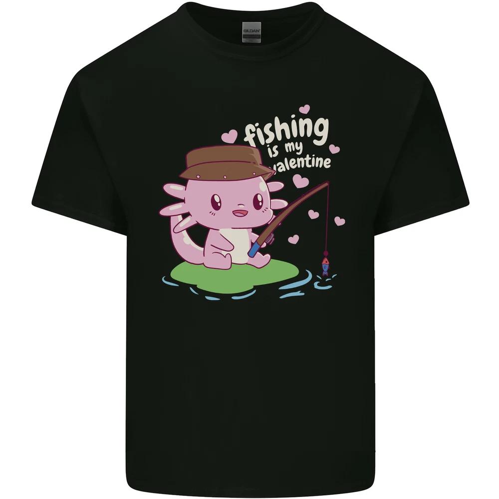 Fishing is My Valentine Funny Axolotl Unisexs Light Cotton TShirt S